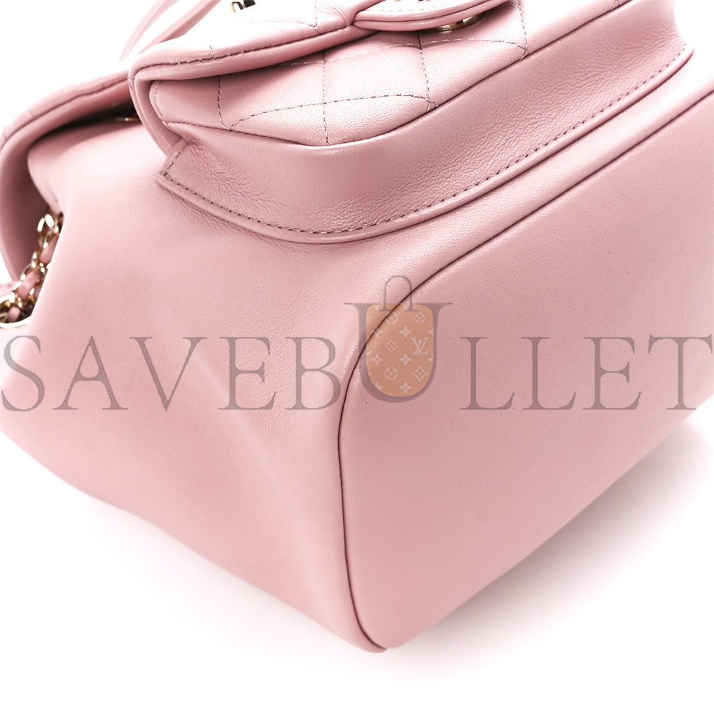 Ch*el master lambskin quilted small duma drawstring backpack light pink as2908 (18.5*18*12cm)